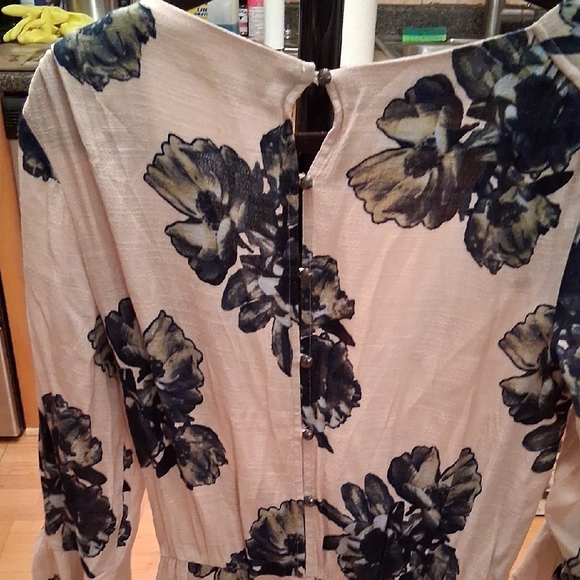 Free People Floral Wrap Romper - Navy and Cream - Picture 9 of 11